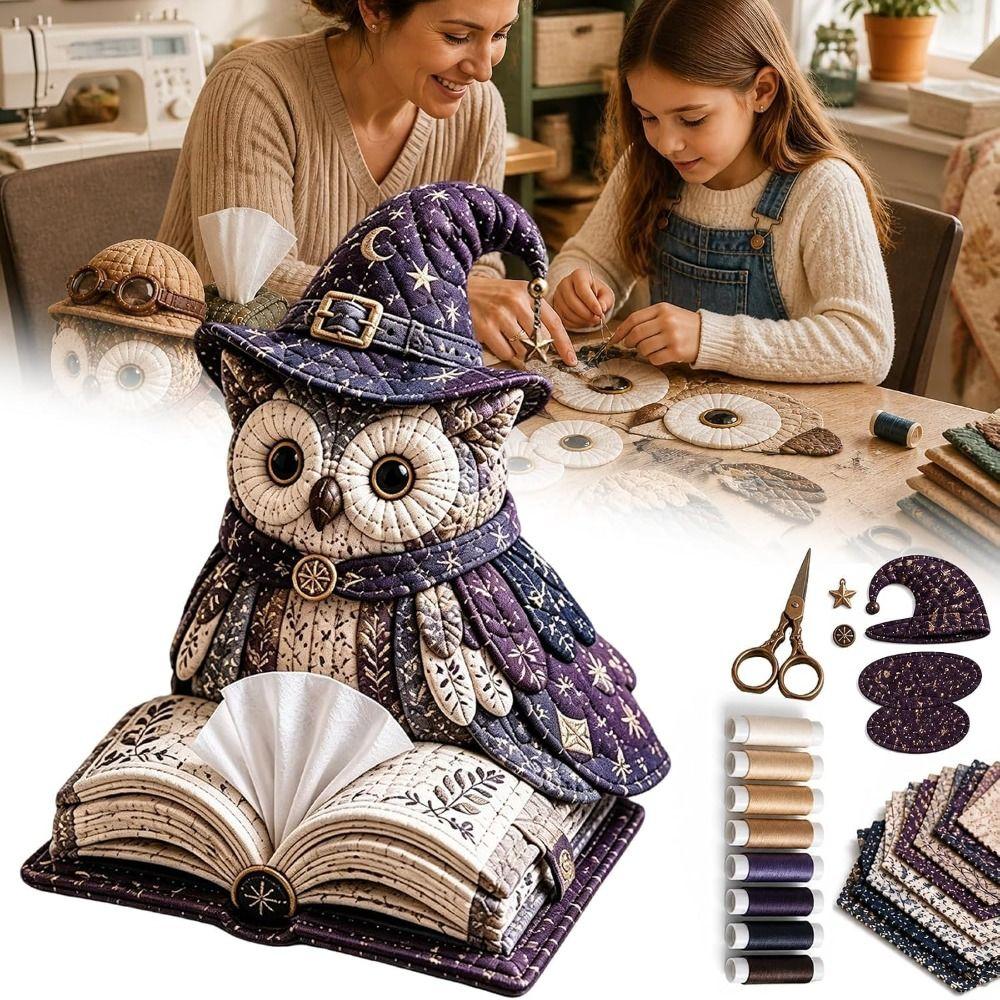 Quilted Quilted Tissue Box Owl Shape Patchwork Animal Kit New DIY Sewing Kit Craft Project