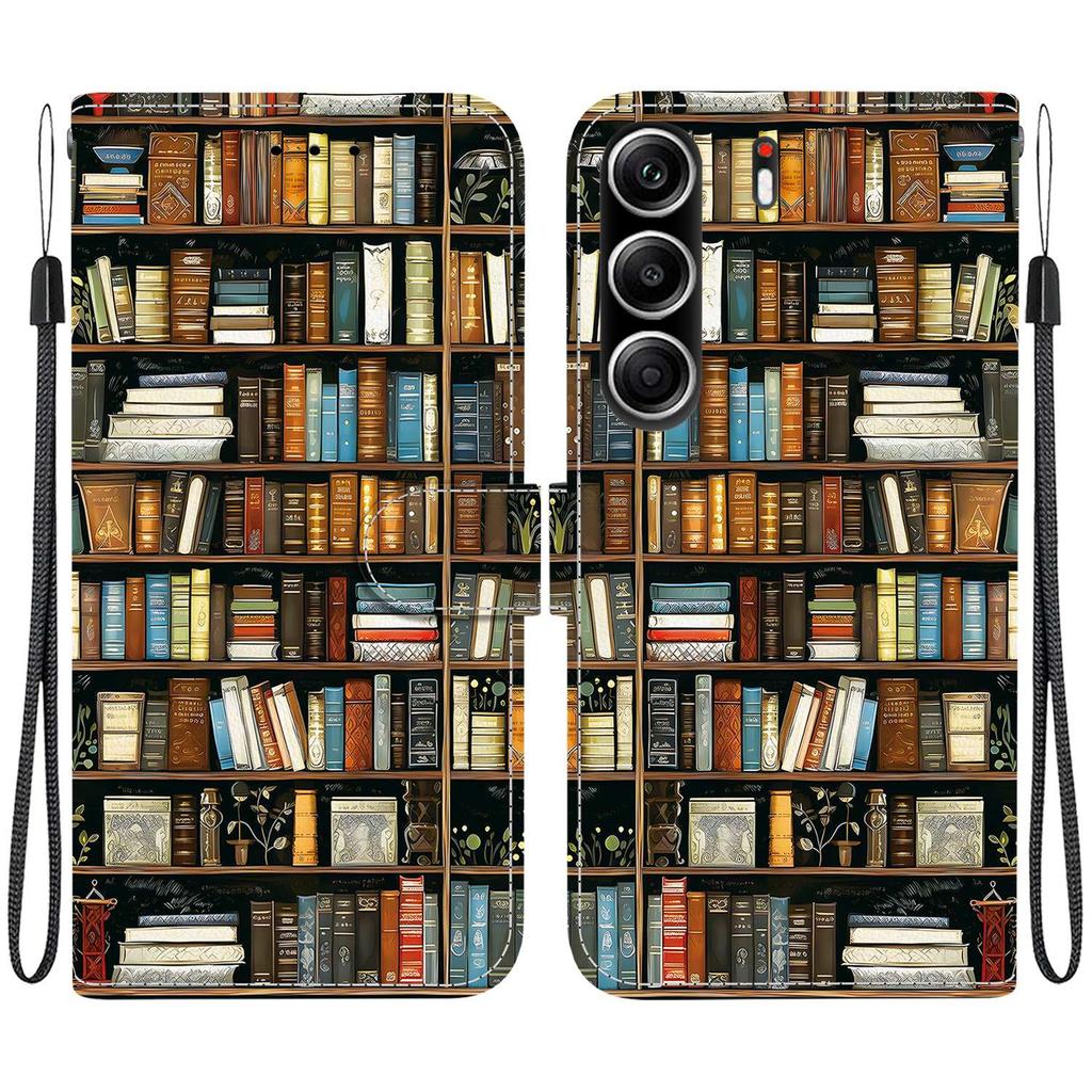 Handmade PU Leather Flip Case for Tecno Camon 40 Pro (4G/5G) Anti-Slip Shockproof Cover with Wrist Strap & Heart/Rose Cat Designs