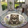 1pc Office Printed Round Carpet, Gentle Black Bear Rug, Home Sofa Chair Mat For Christmas and Halloween Décor