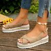 Fashion Women's Peep Toe Wedge Sandals Summer Lightweight Casual Platform Sandals Woman Non Slip Espadrilles Gladiator Shoes Plus Size