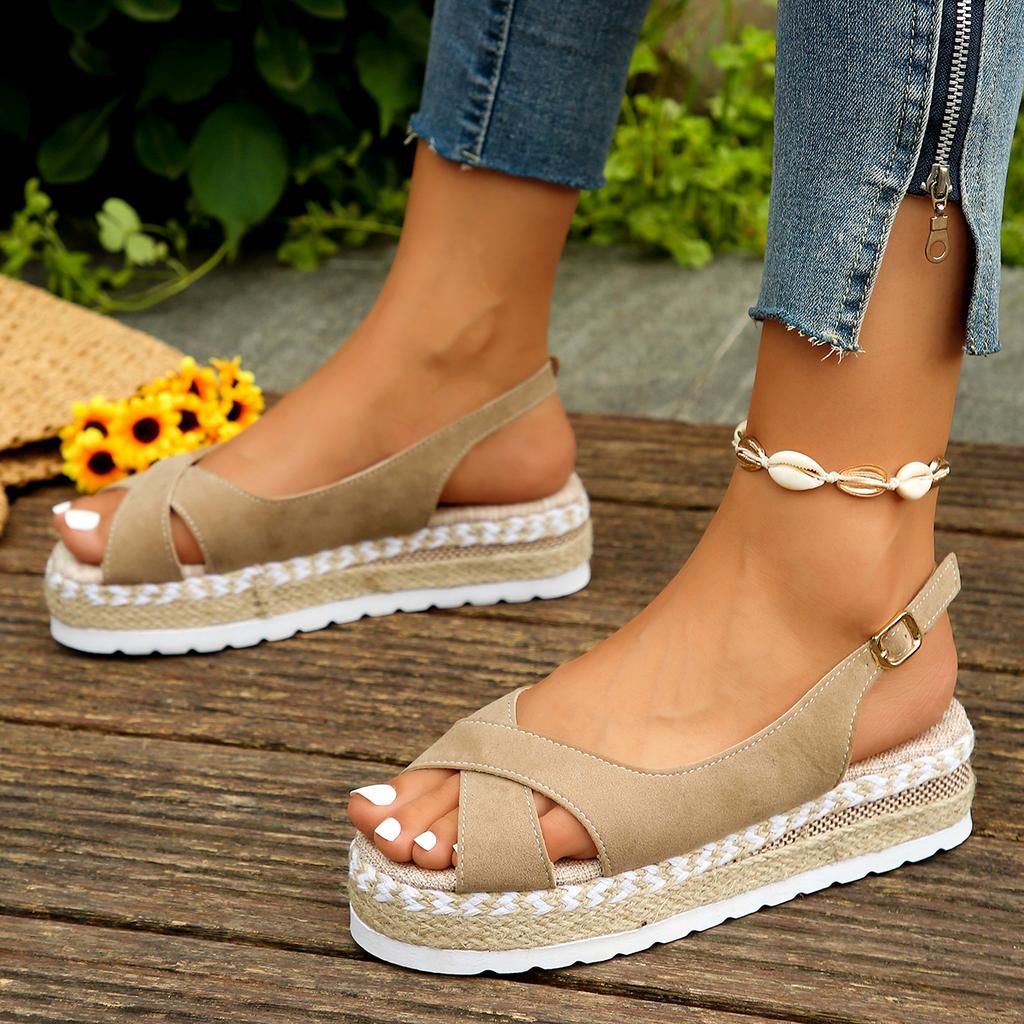 Fashion Women's Peep Toe Wedge Sandals Summer Lightweight Casual Platform Sandals Woman Non Slip Espadrilles Gladiator Shoes Plus Size