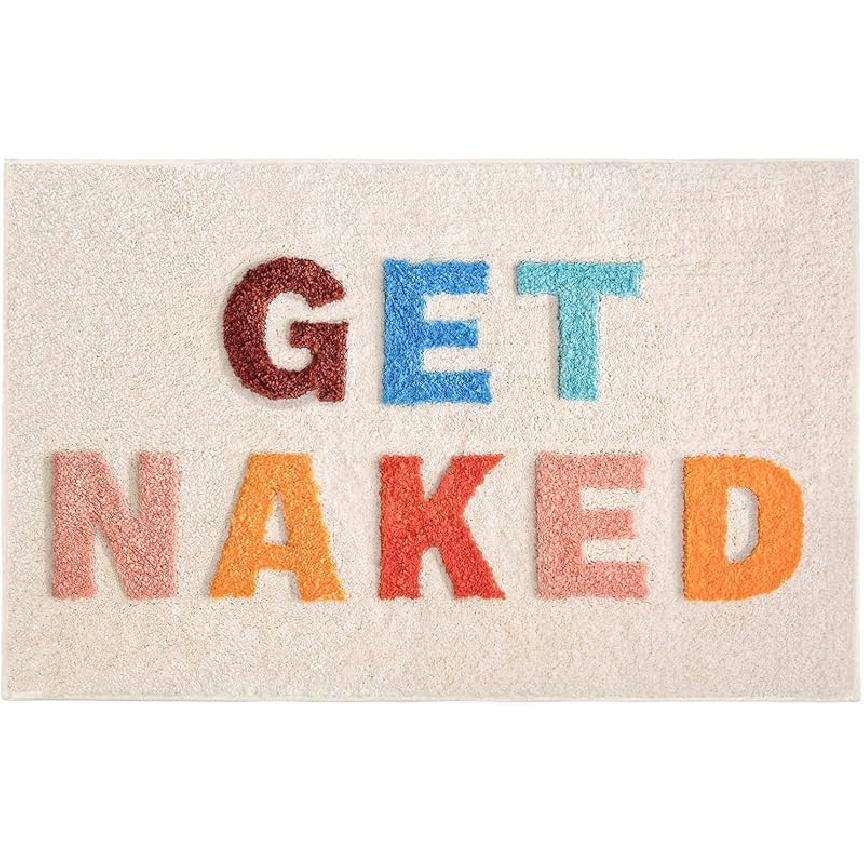 Get Naked Cute Bathroom Rugs Pink Bath Mat for Bathroom Decor Funny, Non Slip Thick Microfiber Bath Rug Machine Washable 31 x 20 Inch, Multicolor 32 X20