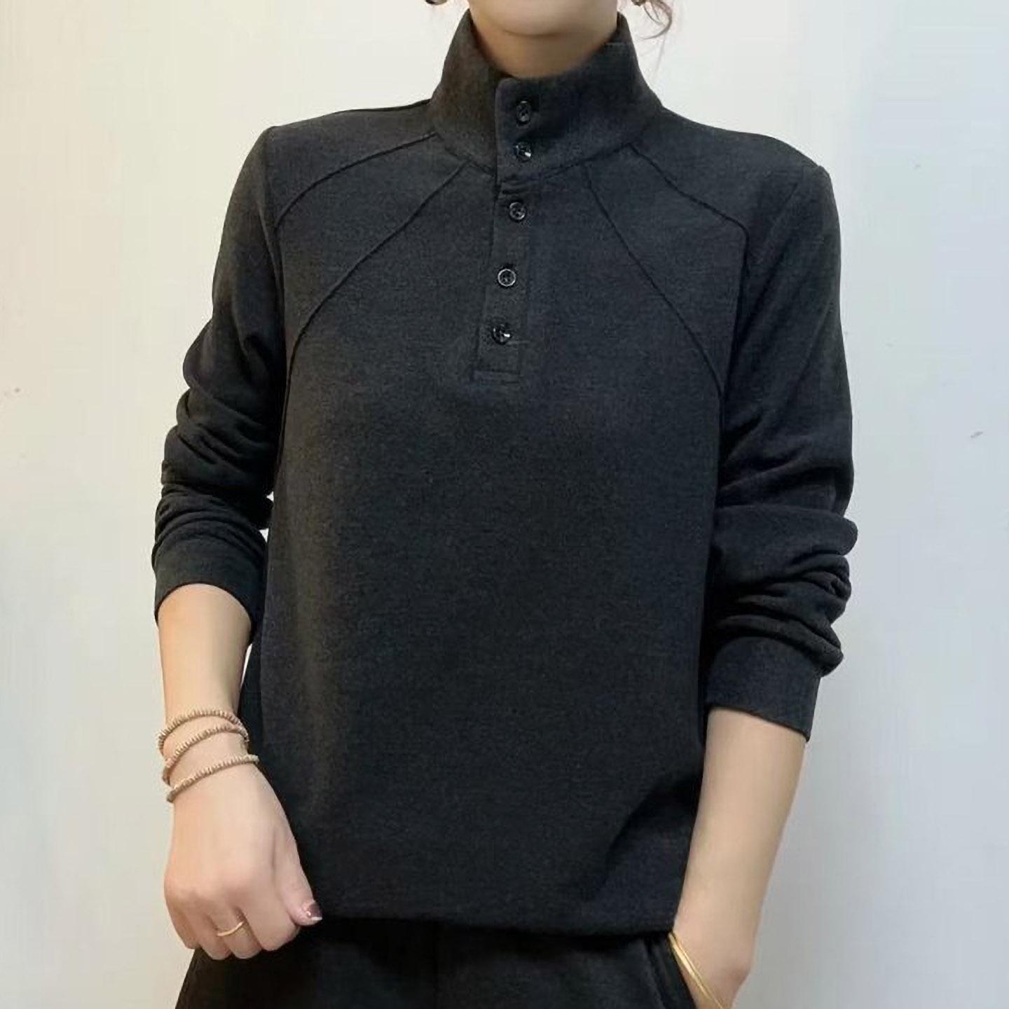

2025 Autumn/Winter Stylish Women s Slimming Stand Collar Warm Pullover Hoodie XL 105-115 jin темно-сірий