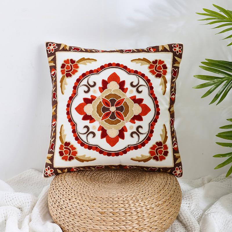 Ins Floral Embroidery Pillow Case Living Room Sofa Decoration Flower Bedroom Bedside Pillow