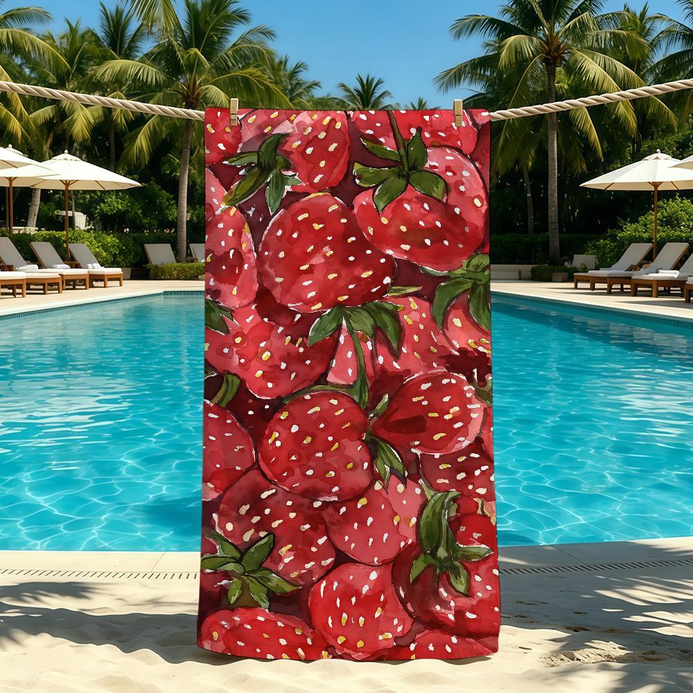 Strawberry Cute Anime Towel For Outdoor Camping Beach Towel Super Absorbent Quick-Drying Summer Towel
