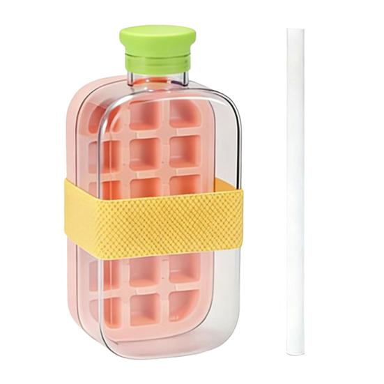 2 In 1 Ice Cube Mold Flexible Silicone Bottom Twist Demoulding Ice Tray with Straw Ice Cube Tray And Water Bottle Leakproof Portable Ice Water