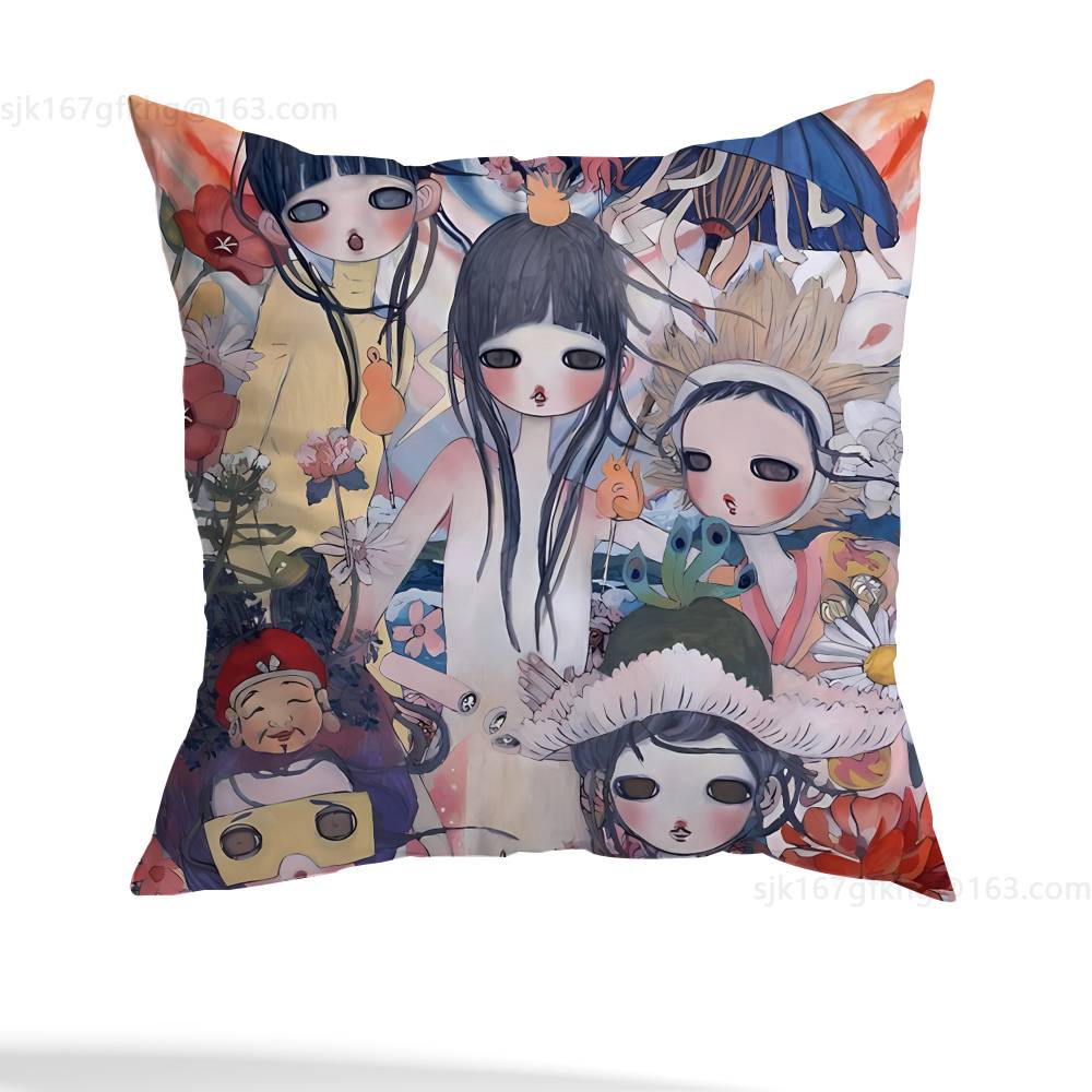 Aya Takano Pillow Case Sofa Living Room Bedroom Headboard Backrest Cushion Square Cushion Nap Time