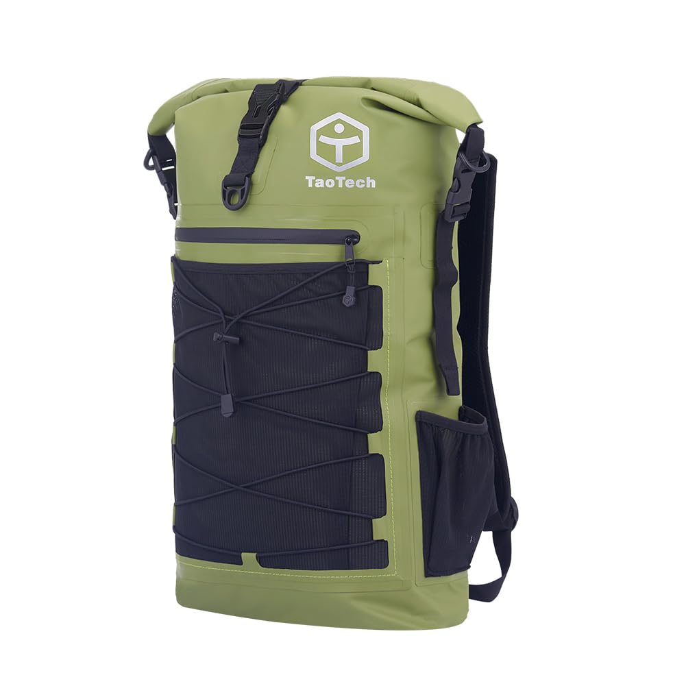 TaoTech Waterproof Backpack Dry Bag with Tarpaulin and Back 30L Suitable for Outdoor Unisex Cushion, Capacity, Activities, (Green, 30L)