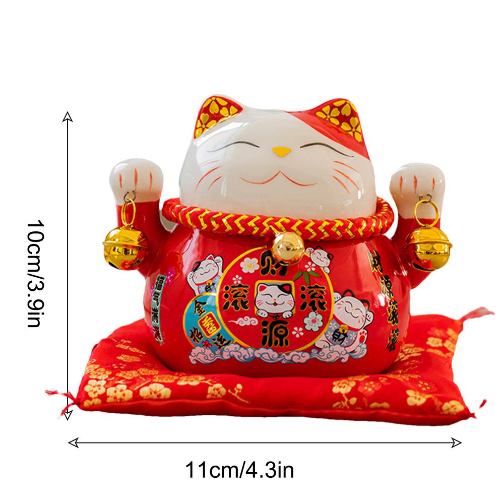 Maneki Neko Figurine Feng Shui Fortune Lucky Cat 4.5in Cute Wealth Cat Figurine Maneki Neko Feng Shui Fortune Creative Ceramics