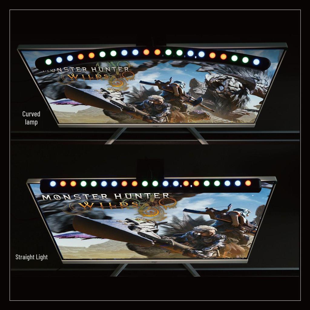RGB Sound-Controlled LED Rhythm Light: Curved and Straight Screen Ambiance Lamp for Computer Monitors
