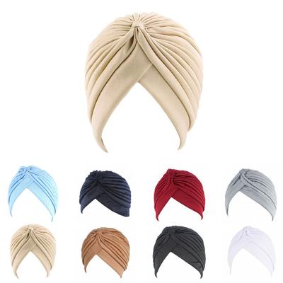Turban Cap Solid Color Cross Shape Headdress Brimless Pure Color Beanie Headwrap Party Accessories