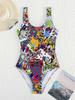 Modischer Cartoon-Print Hohe Taille Bauchkontrolle Spezieller Stil Bikini Badeanzug Für Damen