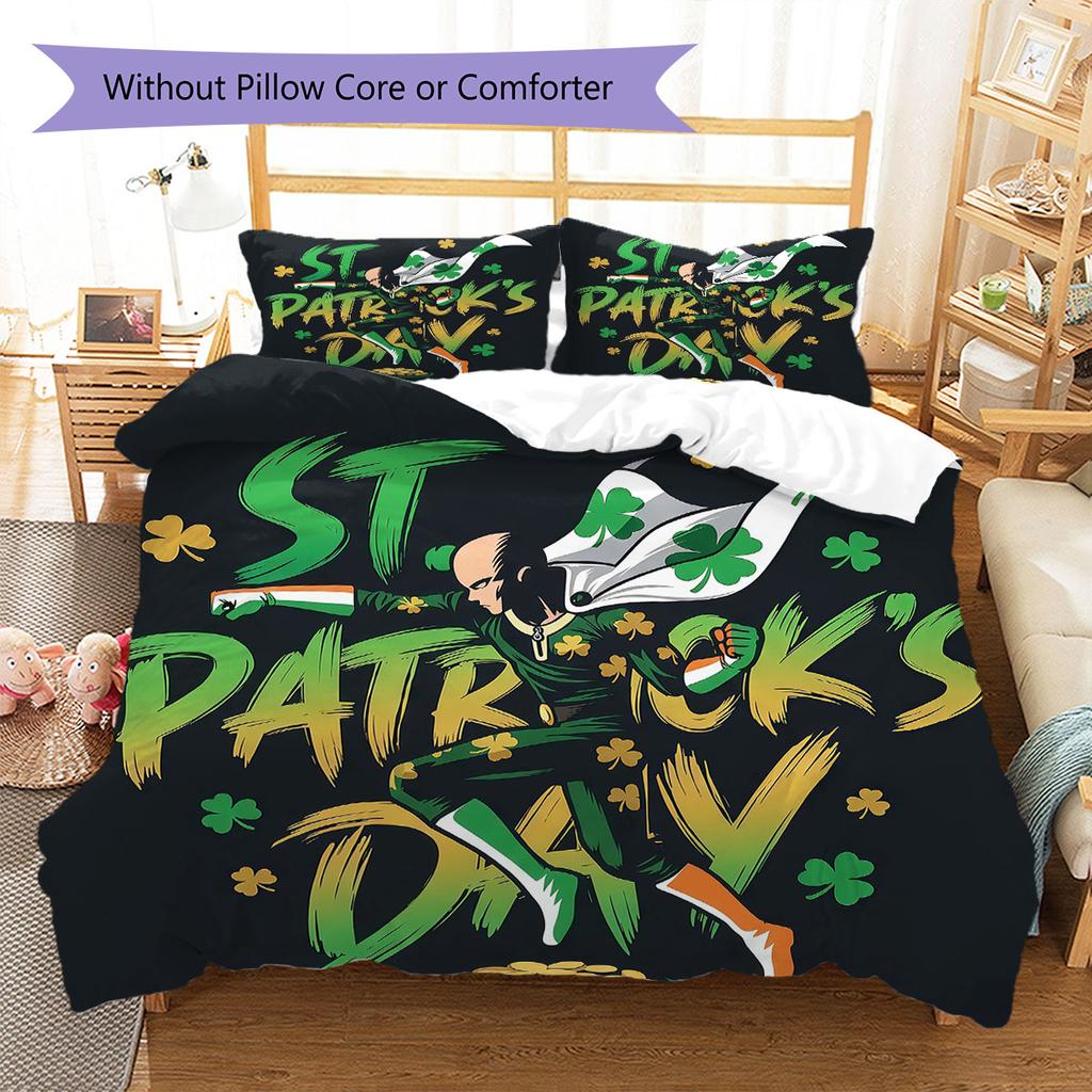 One-Punch Pattern Bedding Quilt Set Quilt Cover Pillowcase Home Decoration Birthday Gift (1 * Duvet Cover + 2 * Pillowcase, Without Core)
