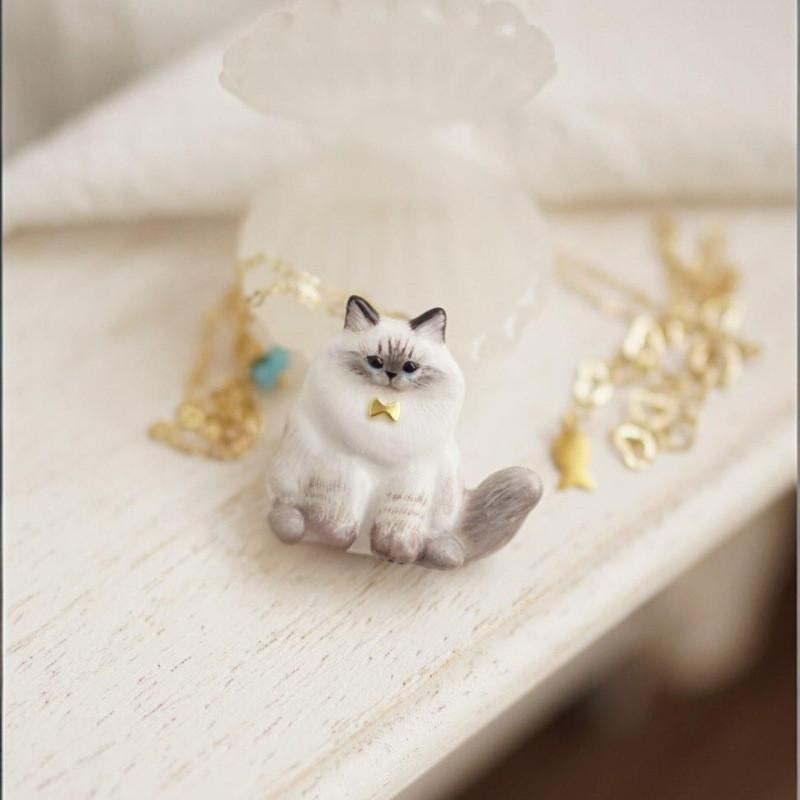 Animal Series Cat Pendant Necklace With Oil Drip Finish For Women Fashion Jewelry