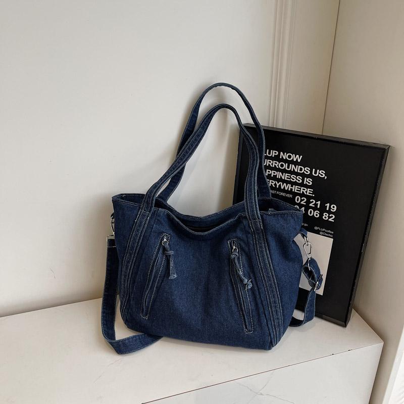 Denim Tote Bag Women's Large Capacity Commuting Shoulder Bag Crossbody Bag