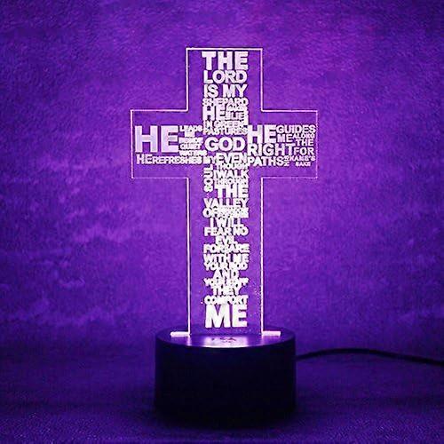 3D Jesus God Cross Night Light Lamp Illusion Lights 7 Color Changing Touch Switch Table Desk Decoration Lamps