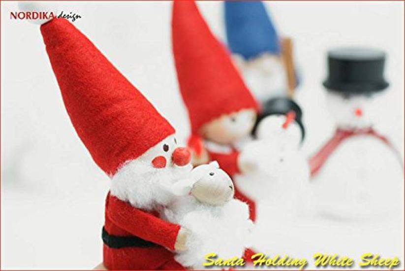 NORDIKA nisse Nordica Nisse Christmas Wooden Doll Holding a White Lamb (Santa / NRD120483)