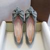 Pojedyncze buty damskie wiosenne kokarda perła pojedyncze buty damskie płaskie cyrkonie szpiczaste buty beanie buty łódkowe duży rozmiar