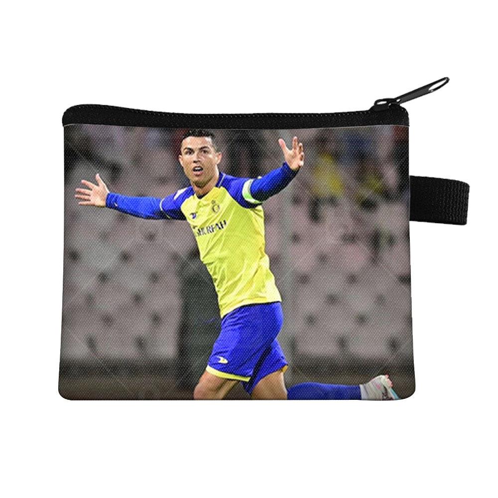 Borsa cambio per bambini stella del calcio Borsa porta carte portatile Borsa porta monete chiavi in poliestere Borsa a pochette