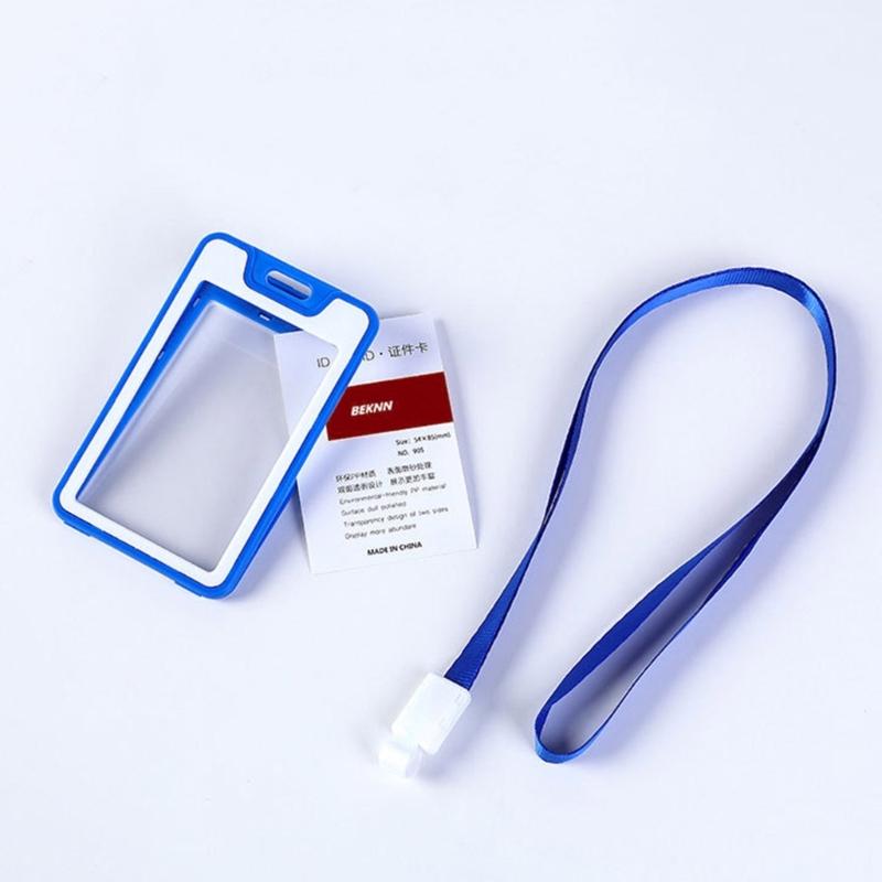 ID Name Card Sleeves 17' Lanyards Badges Pendant Kit Waterproof Non-scratch Fit for Factory Worker Office Staff Student