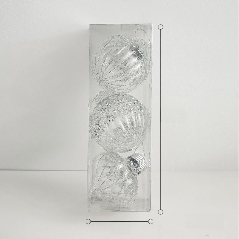 

Christmas Decoration Festive Kit Painted Ornaments Home Party Decor Supplies Silver White 8cm x3