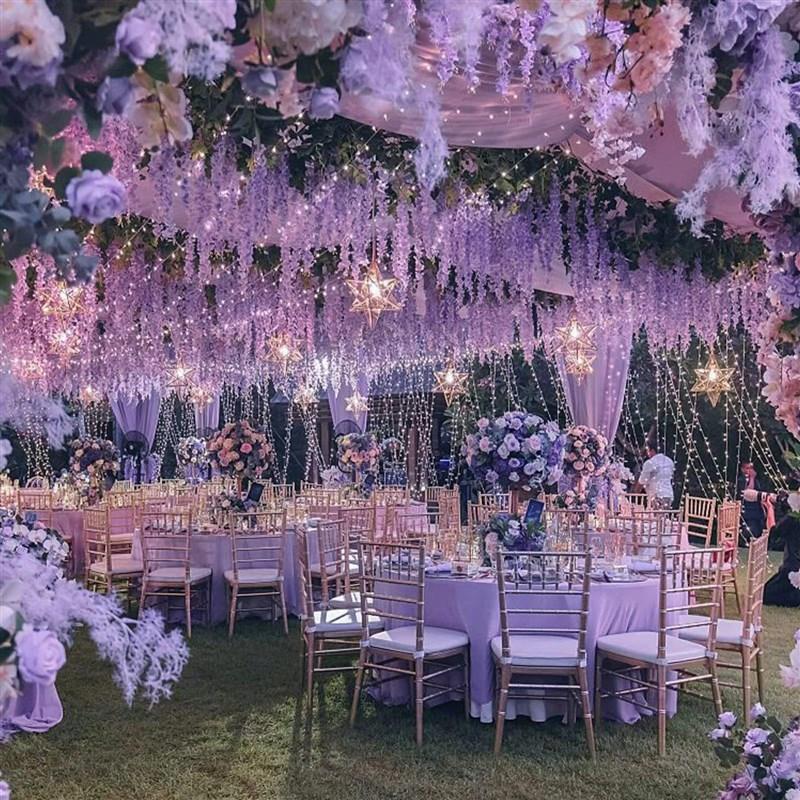 Simulated Wisteria Flower Wedding Purple Vine Decoration Background Fake Flower Wall Ceiling Party Simulated Flower Vine String