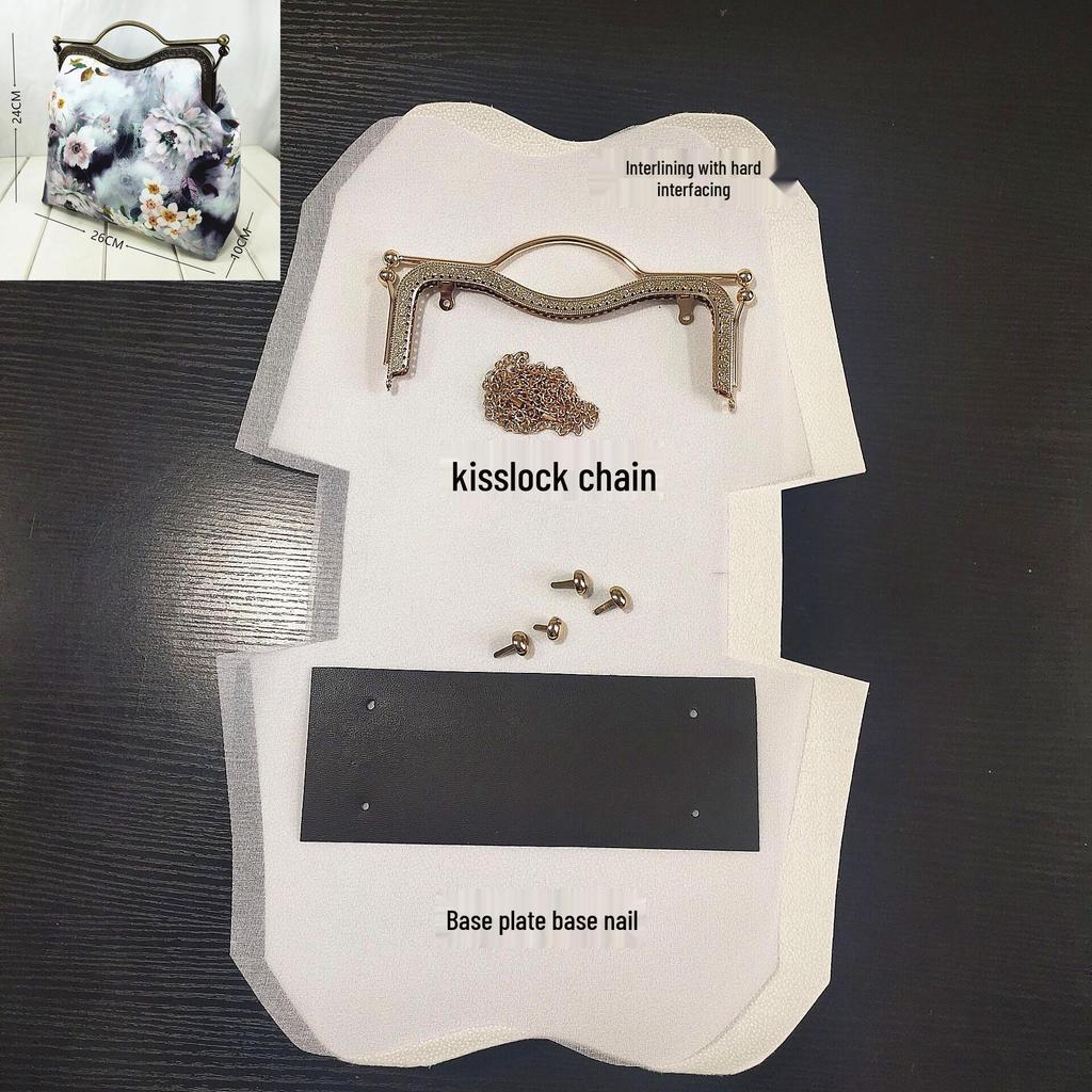 DIY Lazy Person Purse Kit: Stiff Frame, Cotton Cut, Auxiliary Materials & Pins Included