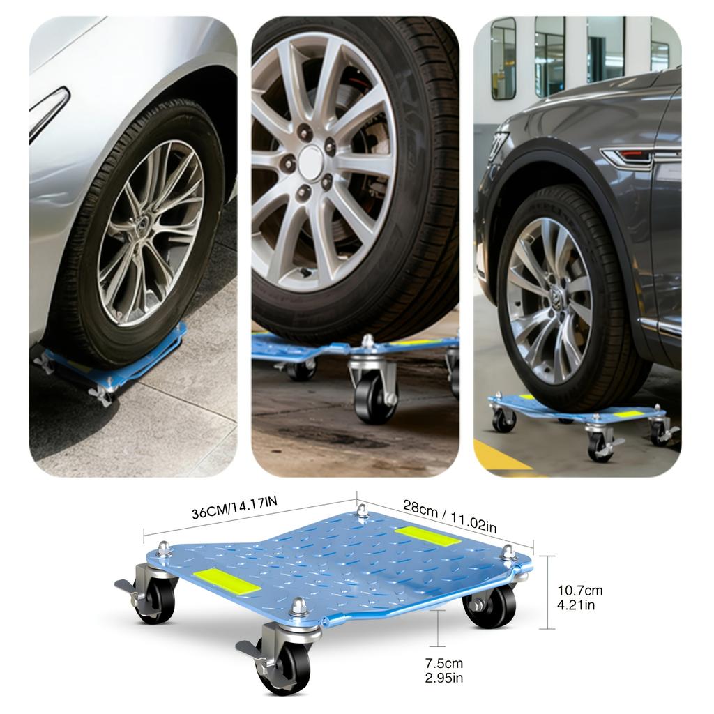 Car Dolly Set of 4, 6000 Lbs Capacity Car Wheel Dolly with Reflective Tape,Car Moving Dolly with 360° Rotational Wheel & Brakes,Heavy Duty Vehicle