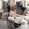 Power Lift Recliner with Vibration Massage and Heat, Lift Chair for Tall with Wood Grip, Pocket Spring, Light Grey