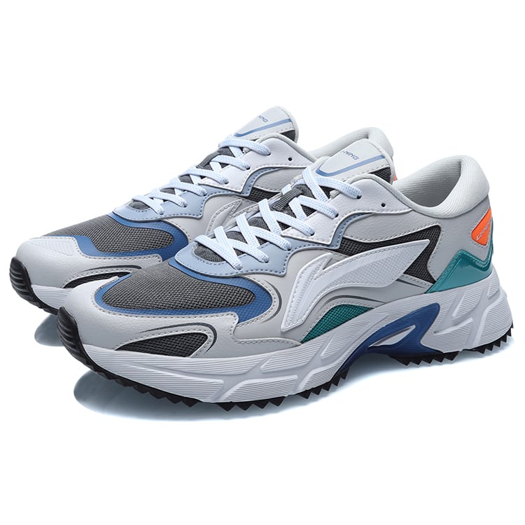 Li Ning Trendy Breathable Lightweight Breathable And Lightweight Low Top Running Shoes Unisex Gray ARLR003-2