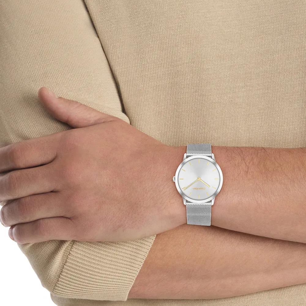 Calvin Klein Quartz Watch Stainless Steel Band 37Mm Silver Dial 30M Water Resistant Unisex watches 25300001