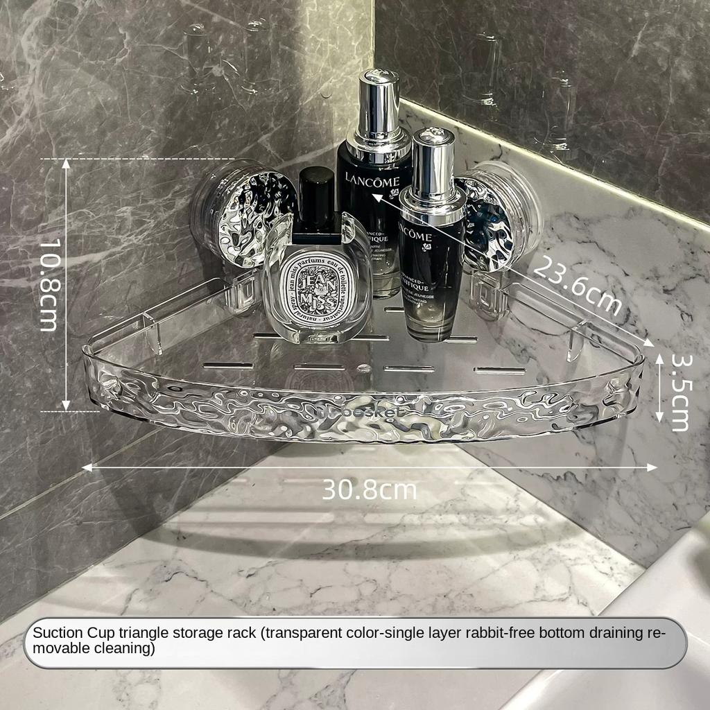 Bathroom Suction Cup Triangle Storage Rack Without Punching Wall-mounted Shelf Bathroom Toilet Washbasin Corner Storage Rack