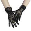 Dark Skull Cross Gothic Lace Mesh Gloves for Halloween Cosplay