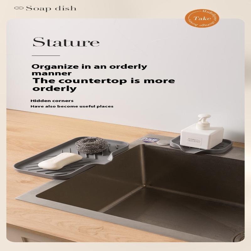 1 st Diskho Silikonbricka med Avlopp Tvål Svamp Förvaringshållare Diskho Skrubborste Tvålförvaringsställ