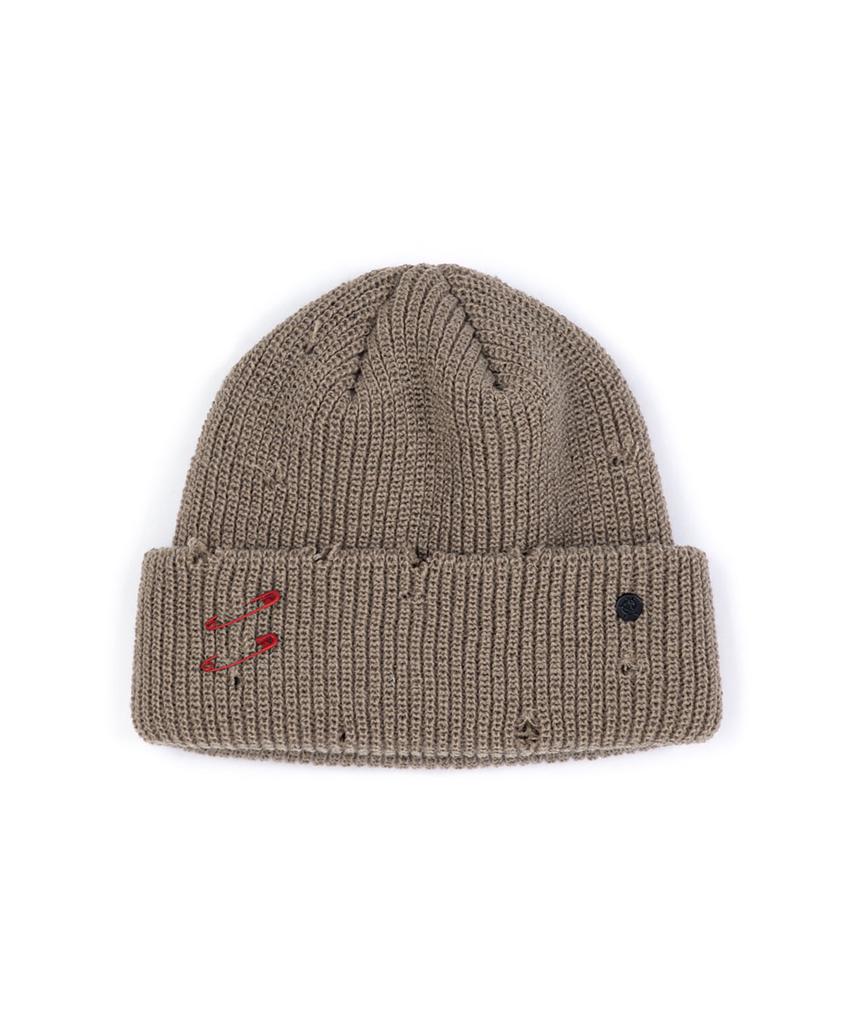 BLACKBLOND Vividi Lip Custom Short Beanie (Dark Beige)