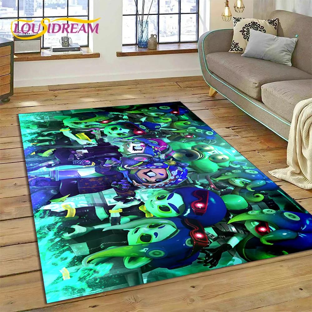 Splatoon3 PC hráč Kreslená hra Koberec do ložnice Obývací pokoj Dekorace domácí pohovky,Hra pro děti Velká dekorační rohož na podlahu Dárek