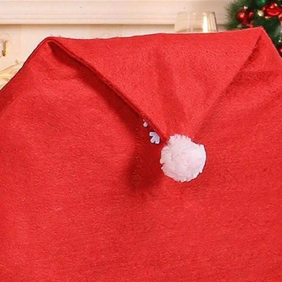 Christmas Chair Cover Non-Woven Santa Hat Shape Red Xmas Chair Back Covers with Snowflake