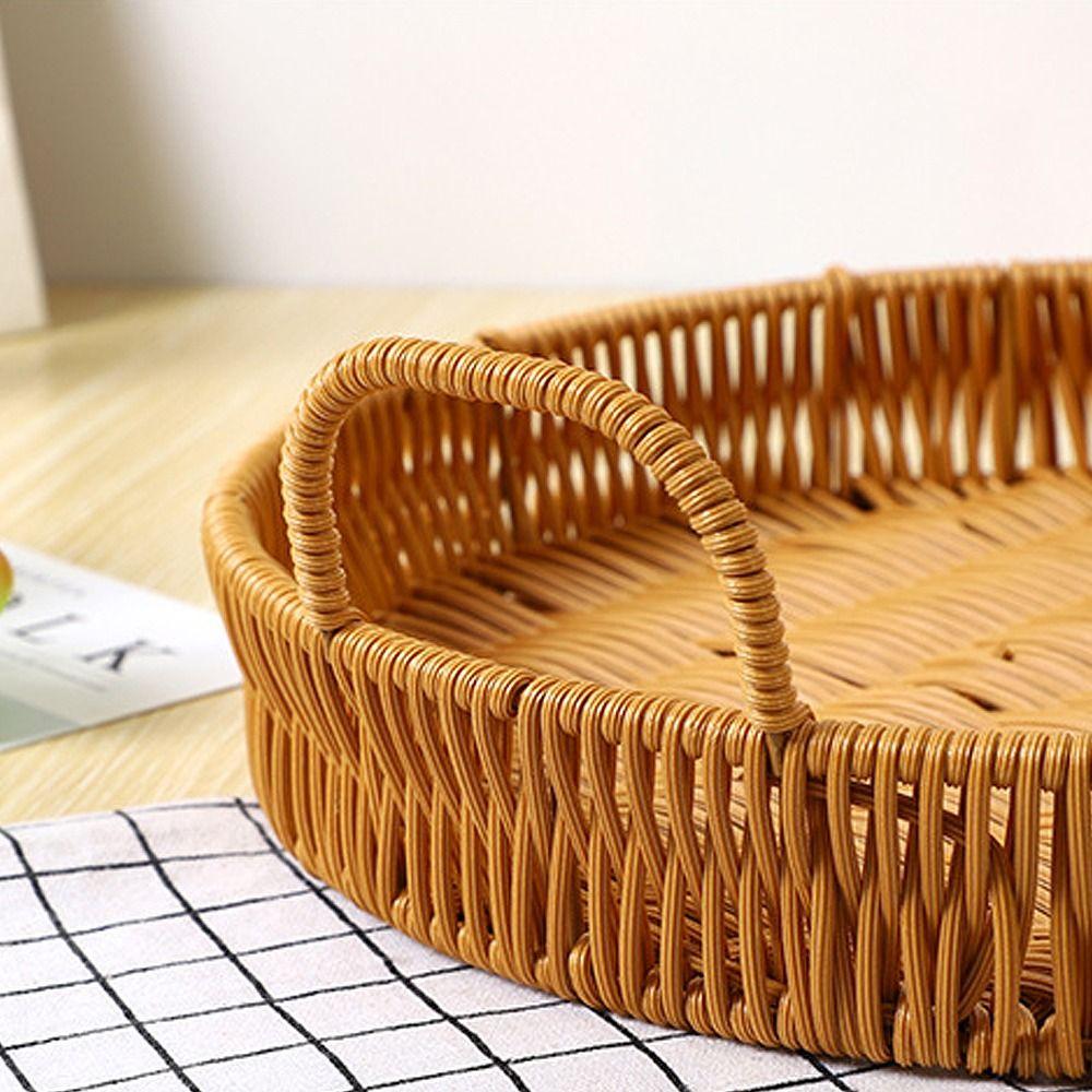 1 ks Košík z proutí na ovoce, zeleninu, dort, ručně pletený, z ratanu, kulatý, z plastových ratanových vláken