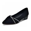 Pointed Single Shoes Women's Shoes Autumn and Winter Simple Temperament Two High Shallow Mouth Fashion Shoes Black Rhinestone Banquet Shoes