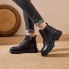 Women's large size soft elastic winter cowhide leather waterproof warm cold padded snow boots non-slip wear outdoor leisure sports Martin cotton boots