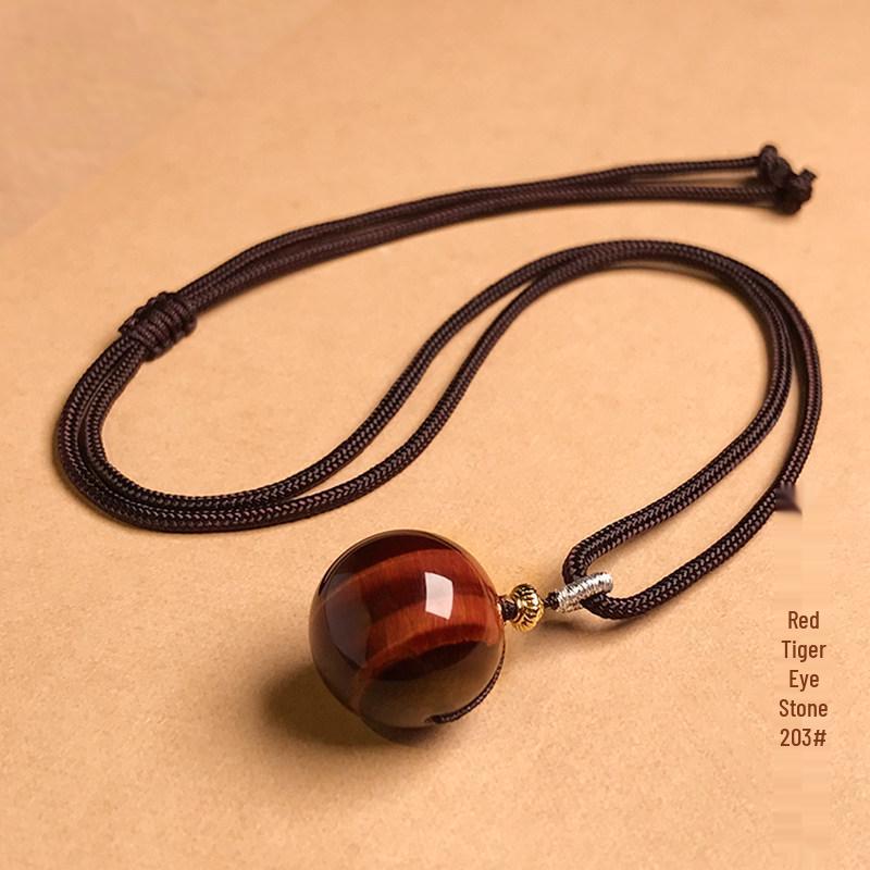 Tiger Eye, Obsidian & Amethyst Pendant Necklace – 16MM for Men