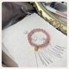Qiaoen Strawberry Crystal Bracelet - Natural Pink Crystal, Double Happiness Design, Versatile & Stylish for Women
