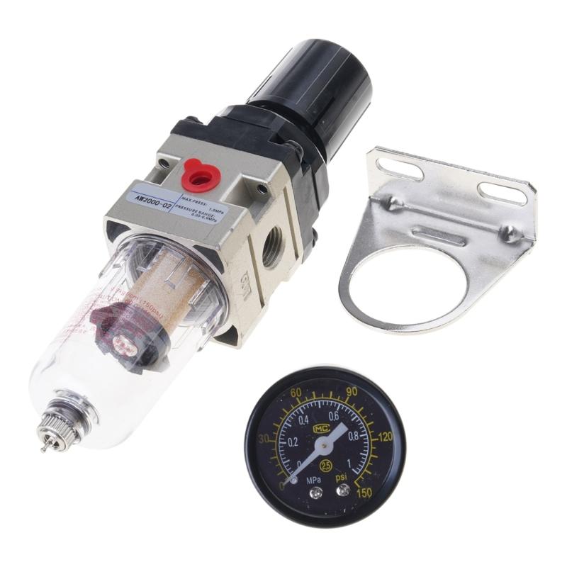 1/4 Zoll Luftkompressor Wasserabscheider & Druckregler mit Manometern Manuelle Ablassventile & Montagehalterungen Upgrades