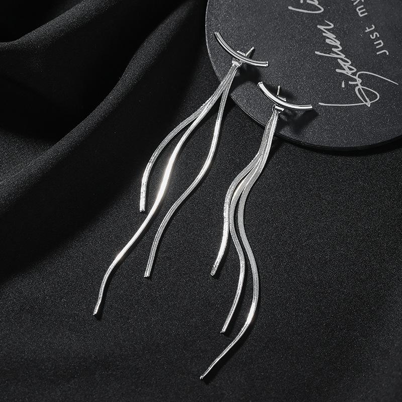 

Fashion Gold Color Knot Long Tassel Drop Earrings for Women Punk Exaggerated Metal Chain Statement Earrings Zircon Party