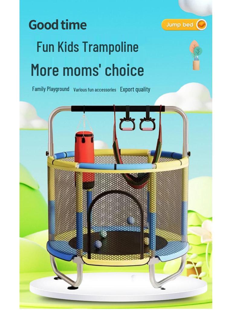 Indoor Family Trampoline with Safety Net for Kids and Adults