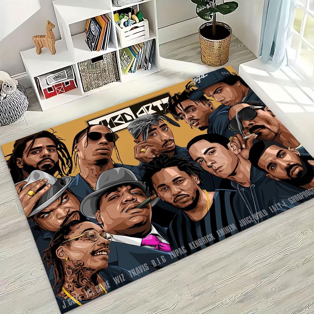 Legends Rapper Collection HIP HOP Rap Star Art Rug for Bedroom Living Room Sofa Home Doormat Decor, Large Kid Non-slip Floor Mat