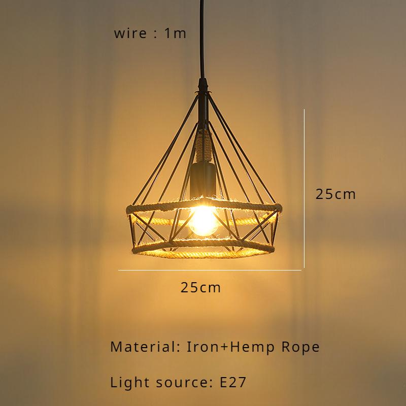 

Американская винтажная промышленная ветровая пеньковая веревка люстра скандинавский современный ресторан бар гриль подвесной светильник балкон домашний декор светодиодный Warm White