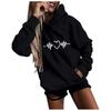 Kaixinjiuhao Women Fashion Casual Fun Print Hooded Sweatshirt Loose Sports Tops Pullover