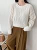 Women's 100% Pure Wool Jacquard Sweater - Autumn/Winter Round Neck Loose Fit