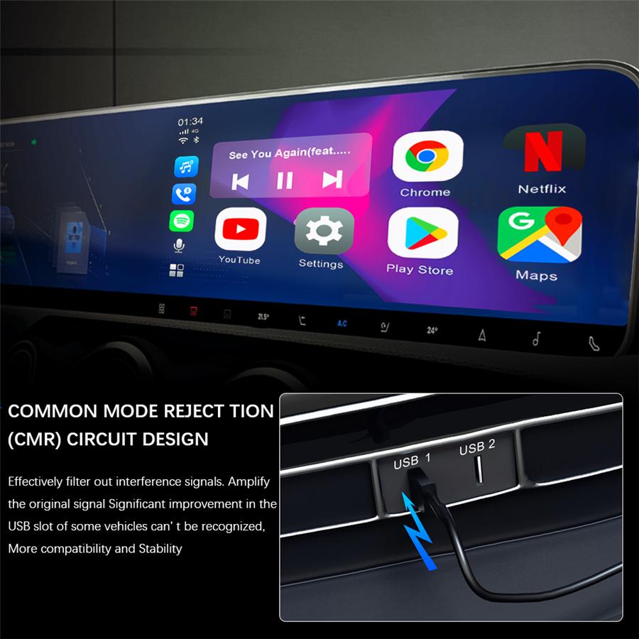 For Support Carplay Ai Box Wireless Android Auto GPS 4G LTE Multimedia Adapter
